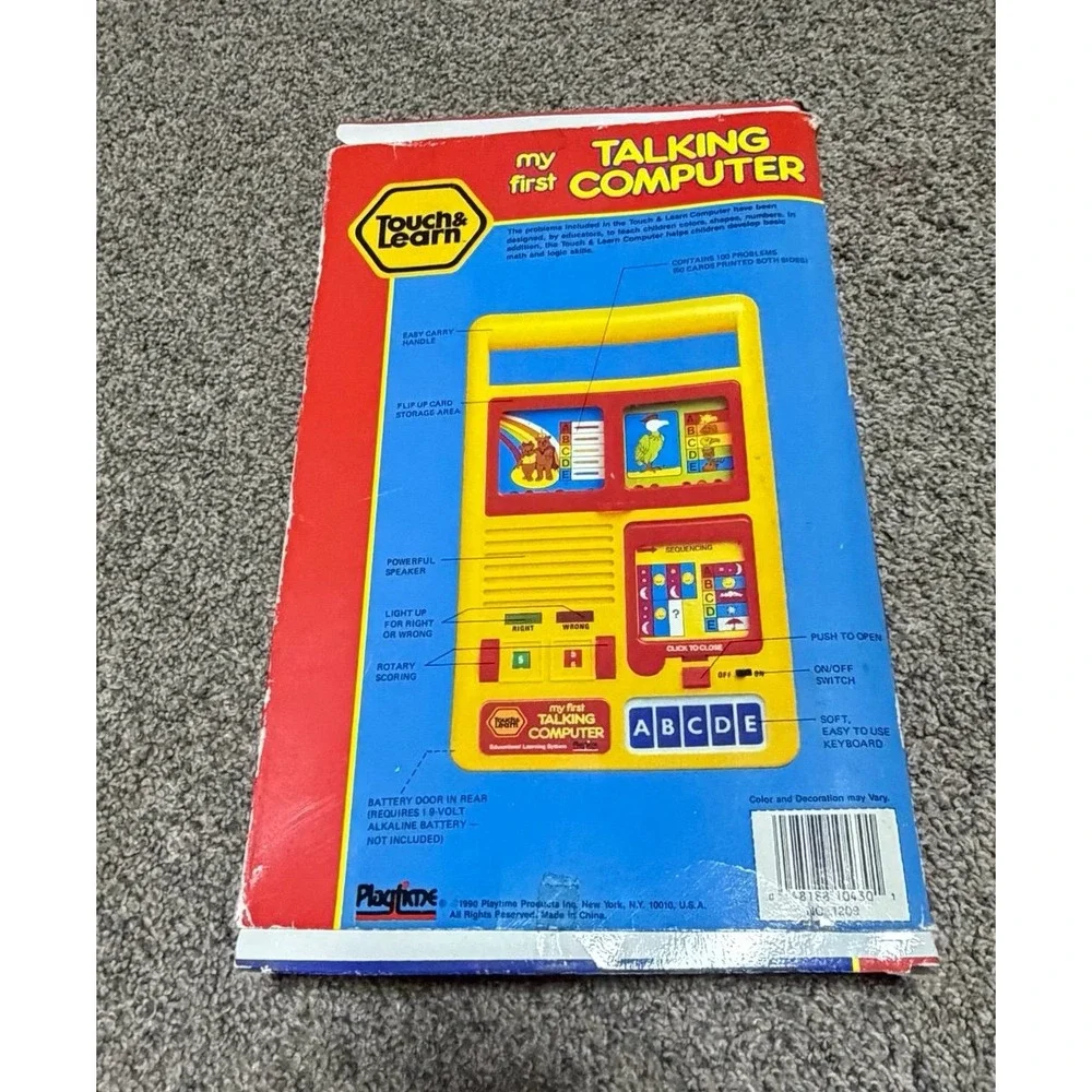 Vintage 1990 Playtime Touch & Learn My First Talking Computer Complete Box